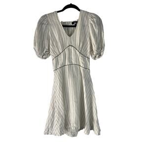 N12H Women's Size Small 2-4 Erin Dress 100% Linen Off White Stripe‎ Mini Dress
